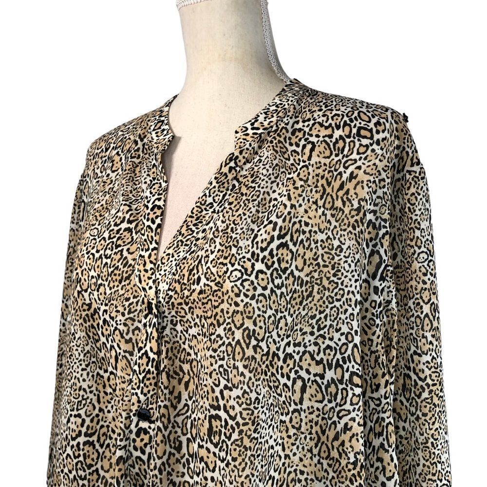 Chicos Leopard Print Button Front Tunic Top Long … - image 2
